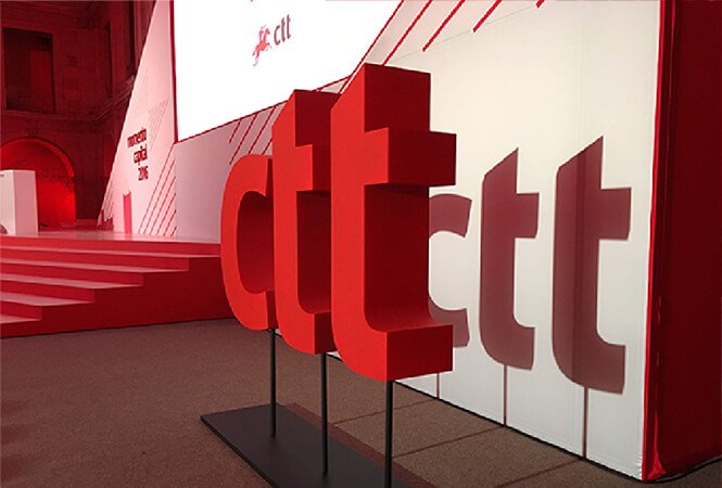 Logo suspended in custom structure Logo suspended in custom structure